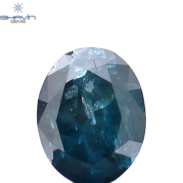 0.33 CT Natural Oval Diamond Enhanced Blue Color Clarity I3 (4.41 MM)