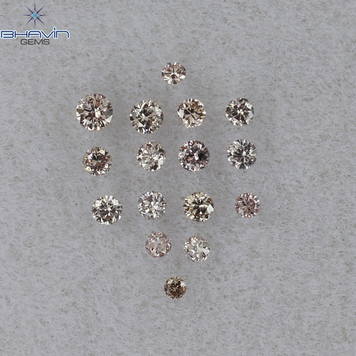 0.09 CT/16 Pcs Natural Round Diamond Brown Pink (Argyle) Color Clarity VS2 (1.40 MM)