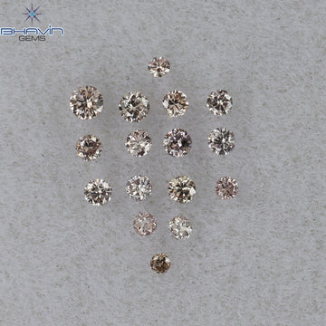0.09 CT/16 Pcs Natural Round Diamond Brown Pink (Argyle) Color Clarity VS2 (1.40 MM)