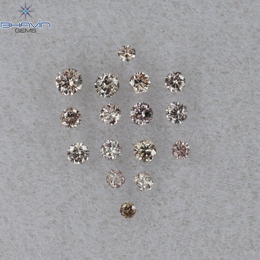0.09 CT/16 Pcs Round Shape Natural Loose Diamond Brown Pink Argyle Color VS2 Clarity (1.40 MM)