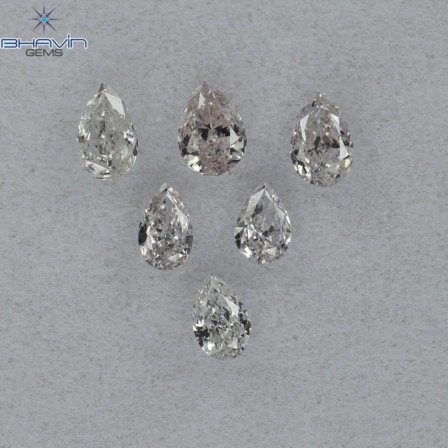0.49 CT/6 Pcs Pear Shape Natural Diamond Pink Color SI Clarity (3.82 MM)