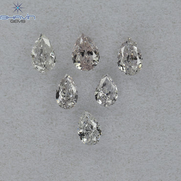 0.49 CT/6 Pcs Pear Shape Natural Diamond Pink Color SI Clarity (3.82 MM)