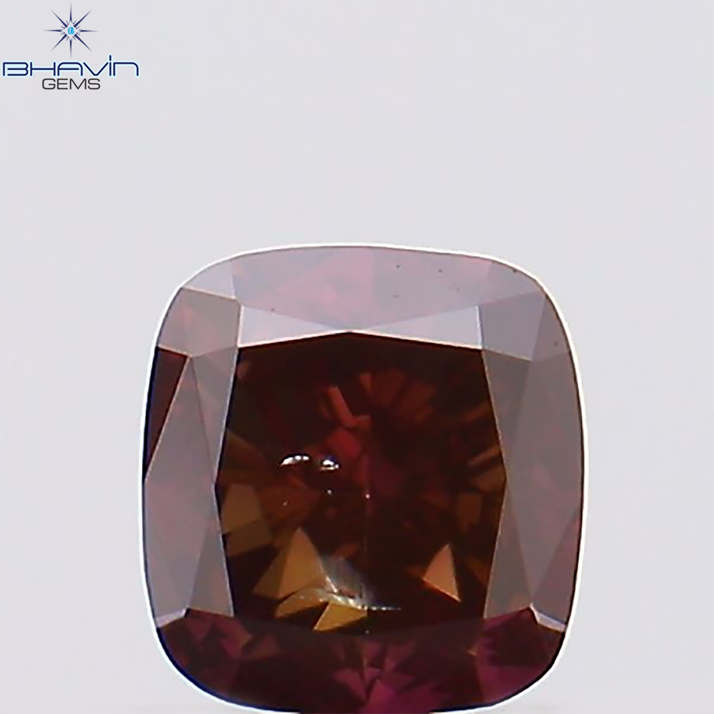 0.24 CT、クッション ダイヤモンド、ブラウン ピンク色、クラリティ SI1(3.41 MM)