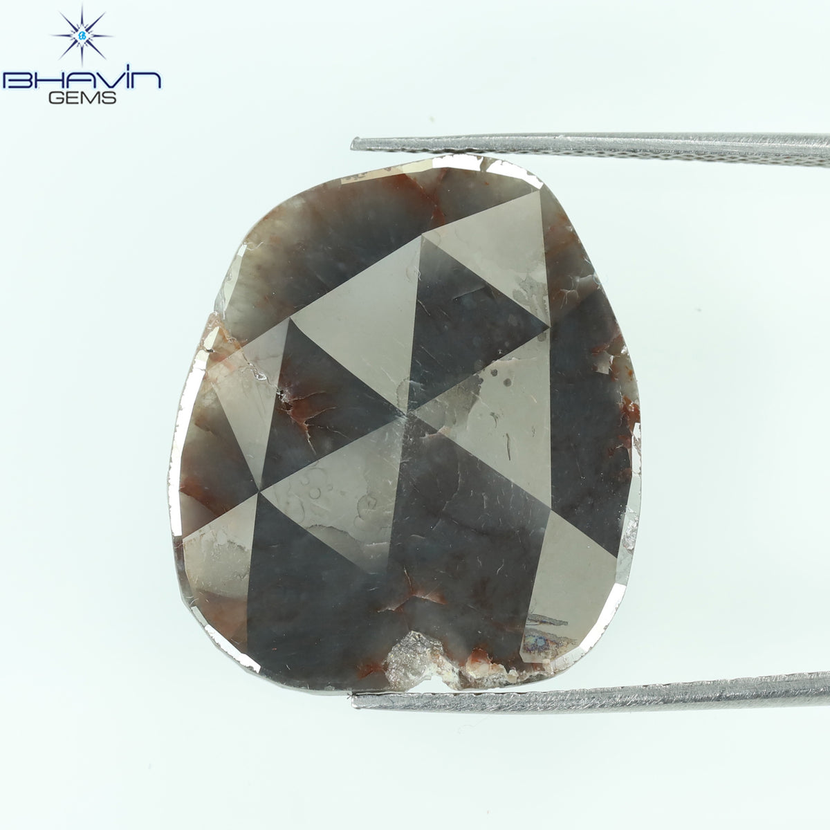 9.29 CT スライス シェイプ ナチュラル ダイヤモンド ブラウン グレー カラー I3 クラリティ (21.00 MM)