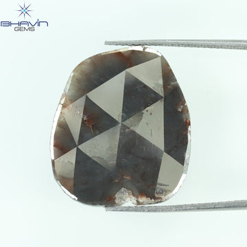 9.29 CT スライス シェイプ ナチュラル ダイヤモンド ブラウン グレー カラー I3 クラリティ (21.00 MM)