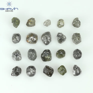 3.09 CT/20 PCS Rough Shape Salt And Pepper Color Natural Diamond I3 Clarity (3.18 MM)