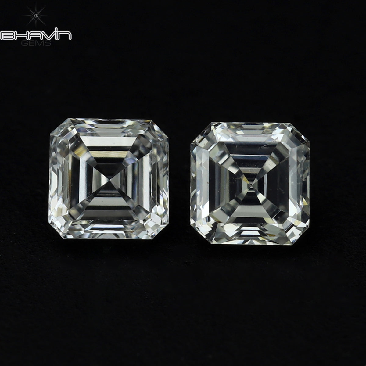 0.30 CT/2 Pcs Natural Asscher Diamond White (G+) Color Clarity VVS-VS (3.00 MM)