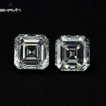 0.30 CT/2 Pcs Asscher Shape White (G+) Color Natural Loose Diamond VVS-VS Clarity (3.00 MM)