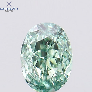 0.07 CT オーバル シェイプ ナチュラル ダイヤモンド グリーンがかったブルー カラー VS1 クラリティ (3.08 MM)