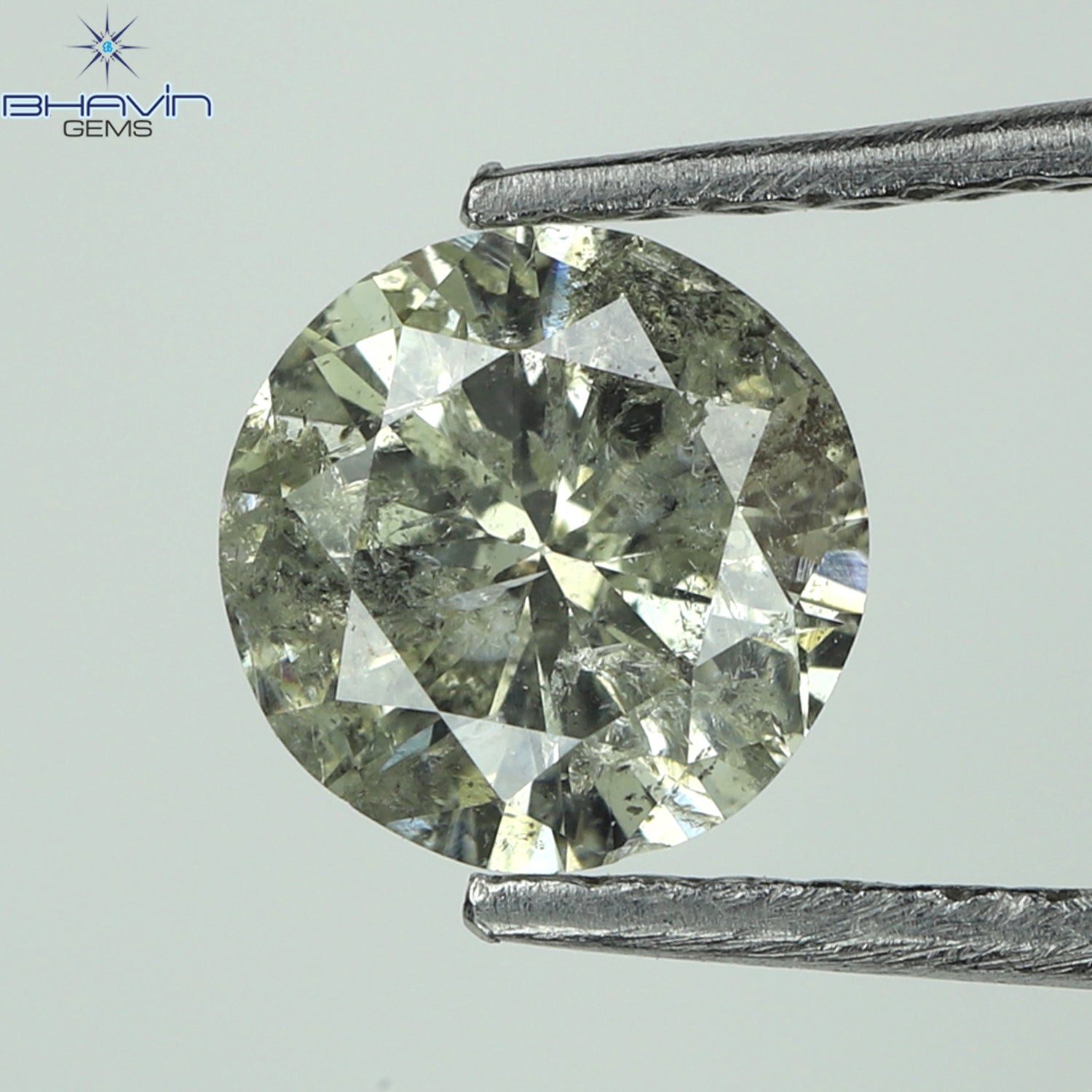 0.63 CT Round Shape Natural Loose Diamond Salt And Pepper Color I2 Clarity (5.55 MM)