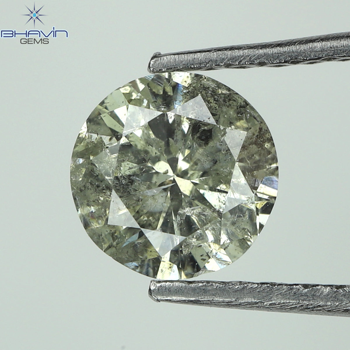 0.63 CT ラウンド シェイプ ナチュラル ルース ダイヤモンド ソルト アンド ペッパー カラー I2 クラリティ (5.55 MM)