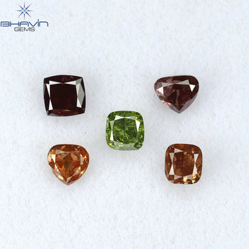 0.59 CT/5 Pcs Natural Mix Diamond Enhanced Mix Fancy Color Clarity SI1 (2.90 MM)