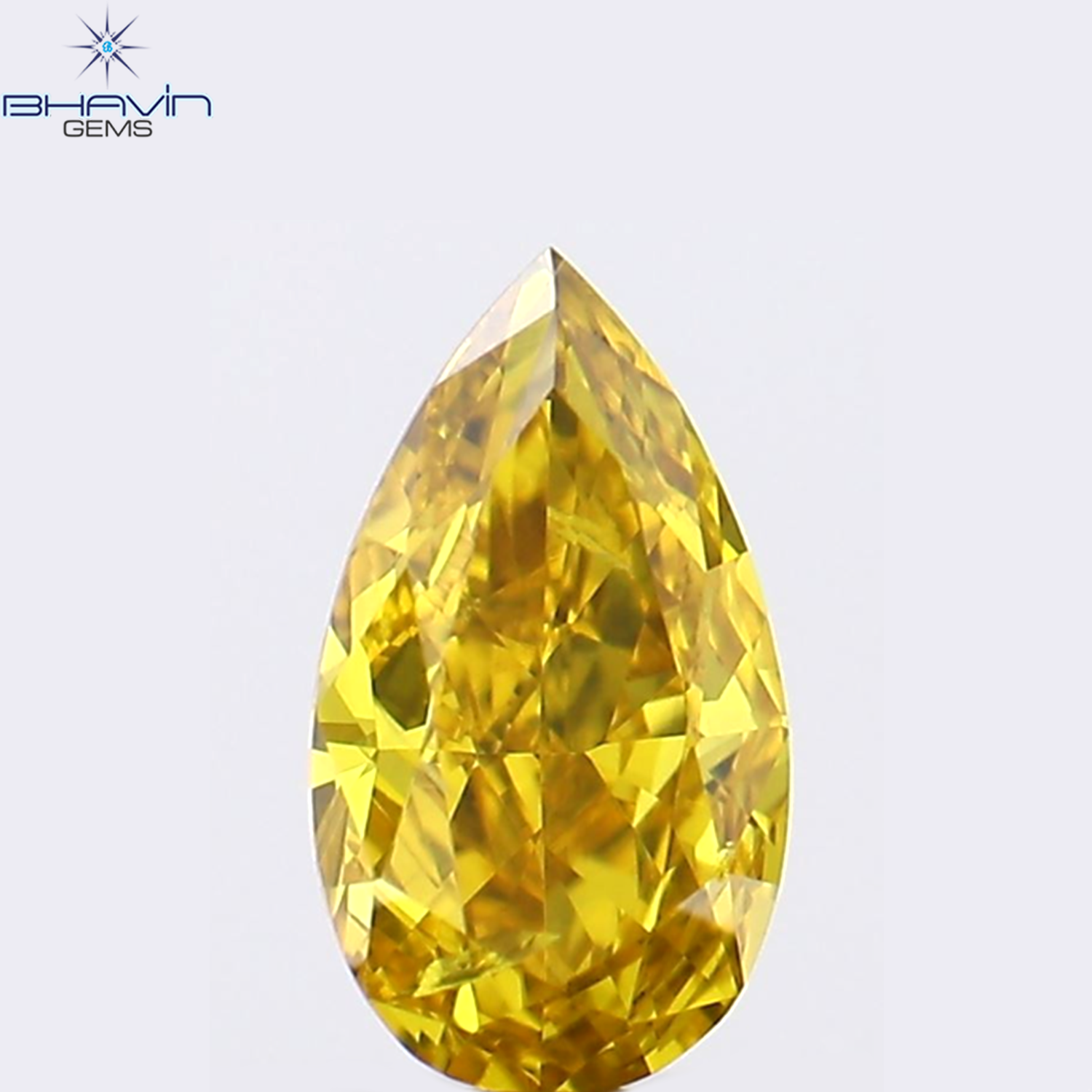 0.18 CT Pear Shape Natural Diamond Orange Yellow Color SI1 Clarity (5.03 MM)