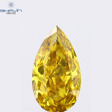 0.18 CT Natural Pear Diamond Enhanced Orange Yellow Color Clarity SI1 (5.03 MM)