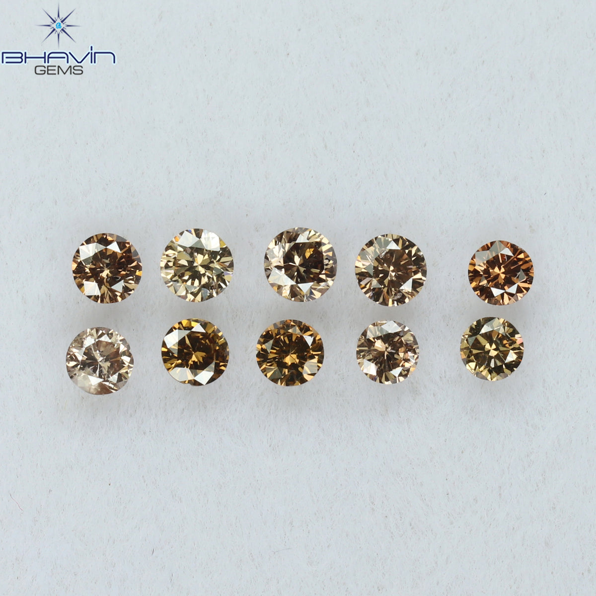 0.32 CT/10 Pcs Natural Round Diamond Brown Pink (Argyle) Color Clarity VS-SI (2.00 MM)