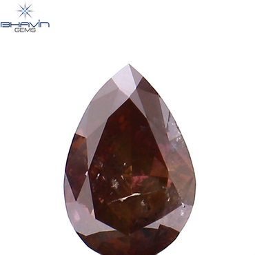 0.48 CT Pear Shape Natural Diamond Enhanced Pink Color I2 Clarity (6.54 MM)