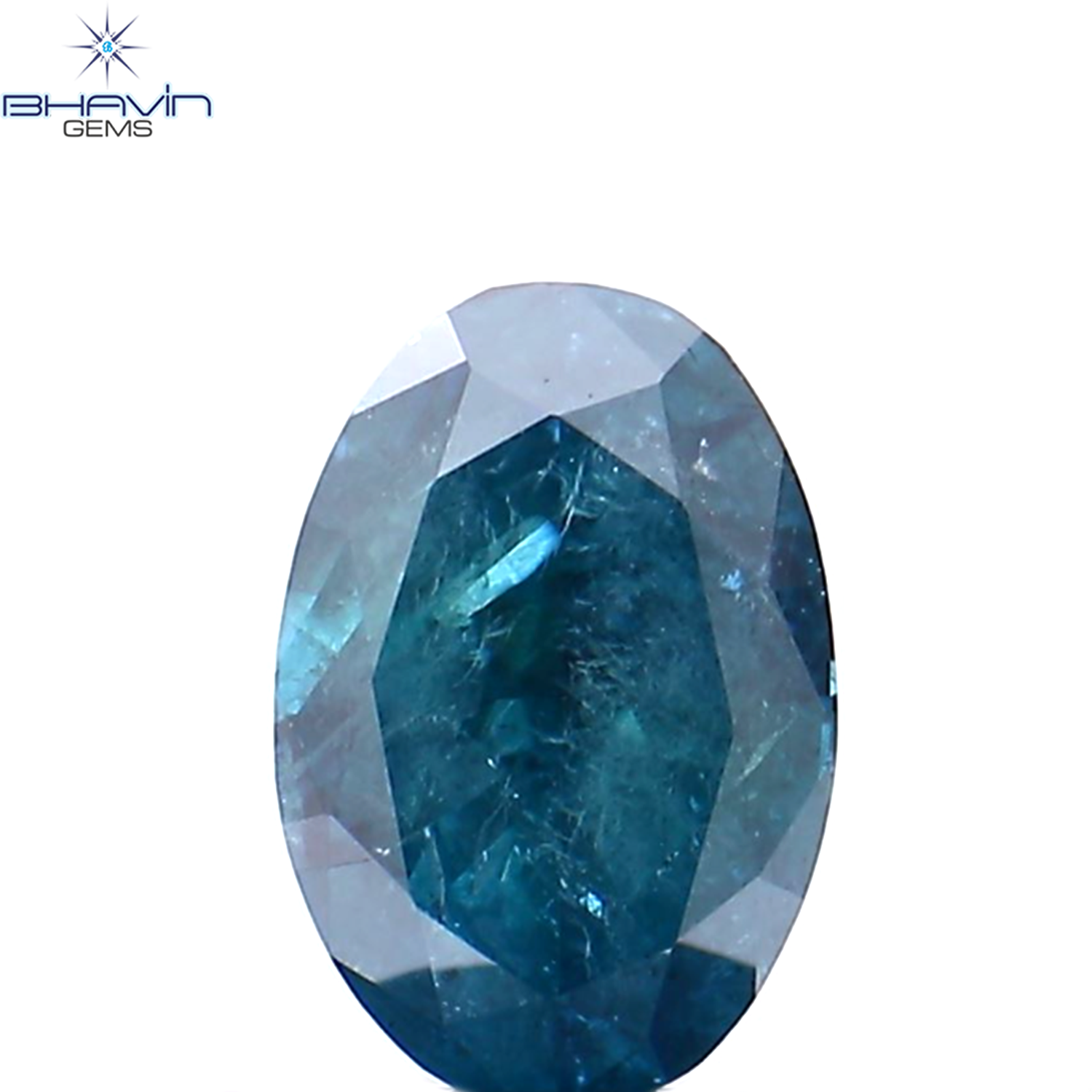 0.30 CT Oval Shape Natural Diamond Blue Color I1 Clarity (5.92 MM)