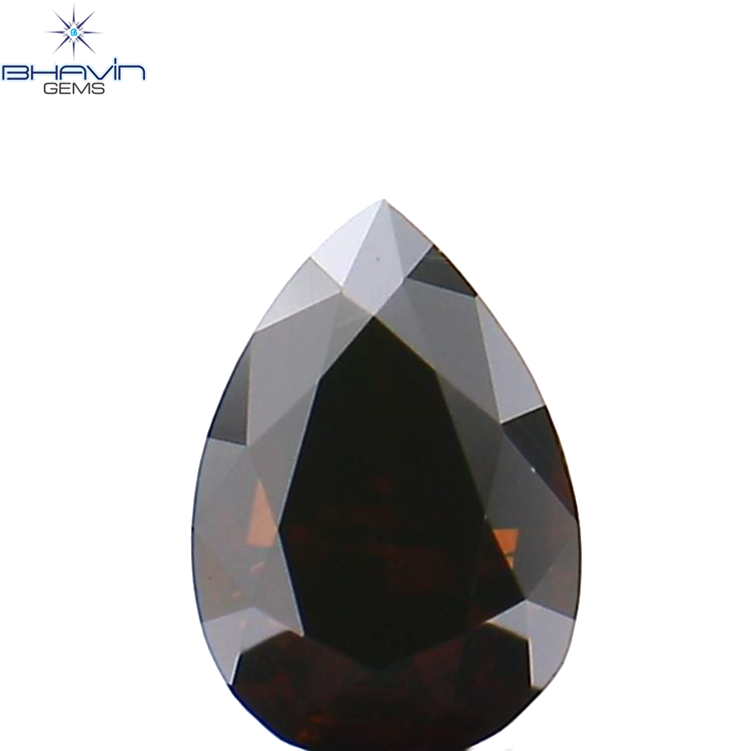 0.29 CT Pear Shape Natural Diamond Enhanced Cognac Color SI1 Clarity (4.76 MM)