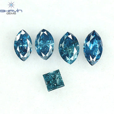 0.48 CT/5 PCS Marquise Diamond Natural Diamond Blue Diamond I2 Clarity (4.44 MM)