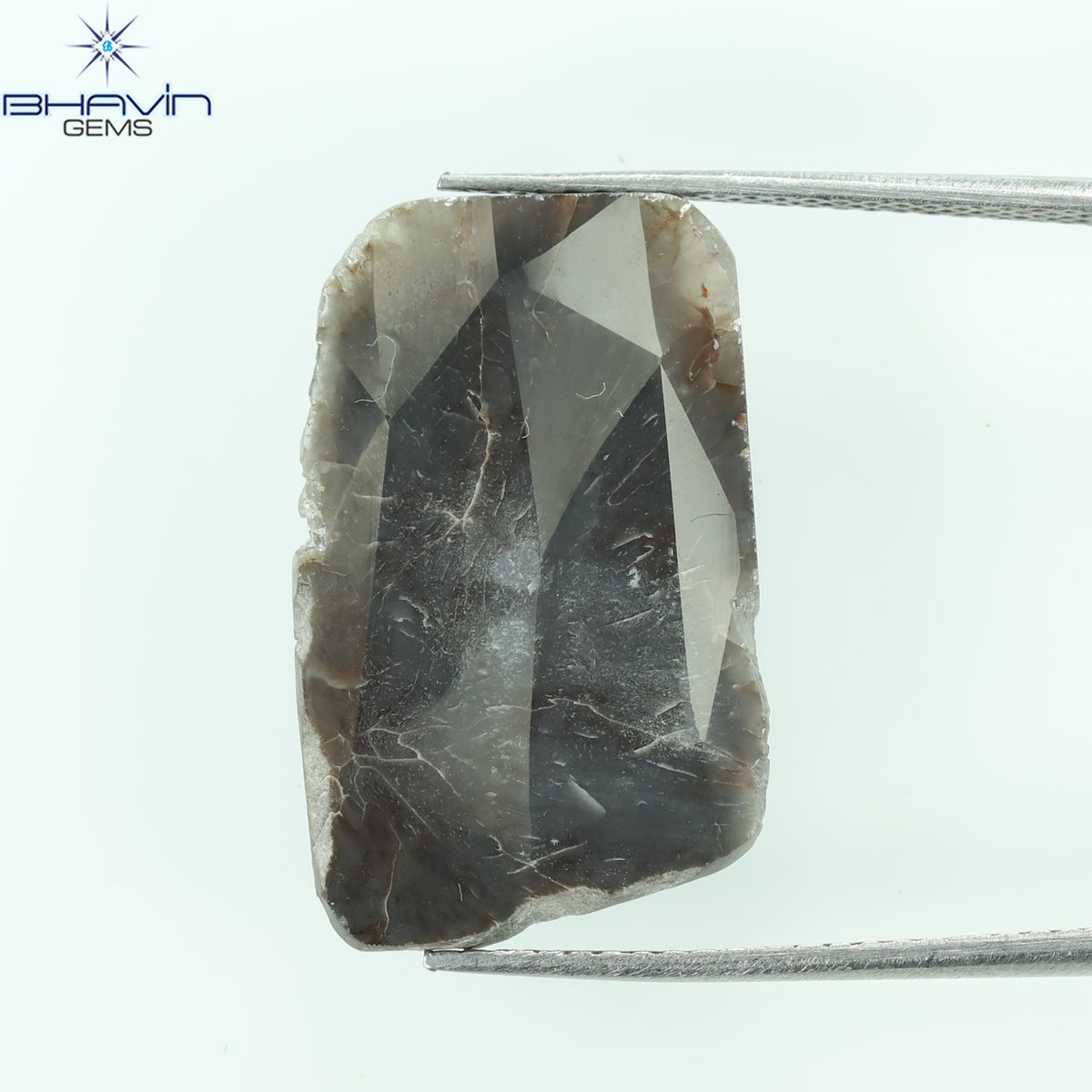 5.75 CT スライス シェイプ ナチュラル ダイヤモンド ブラウン グレー カラー I3 クラリティ (22.00 MM)