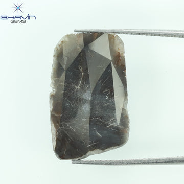 5.75 CT スライス シェイプ ナチュラル ダイヤモンド ブラウン グレー カラー I3 クラリティ (22.00 MM)