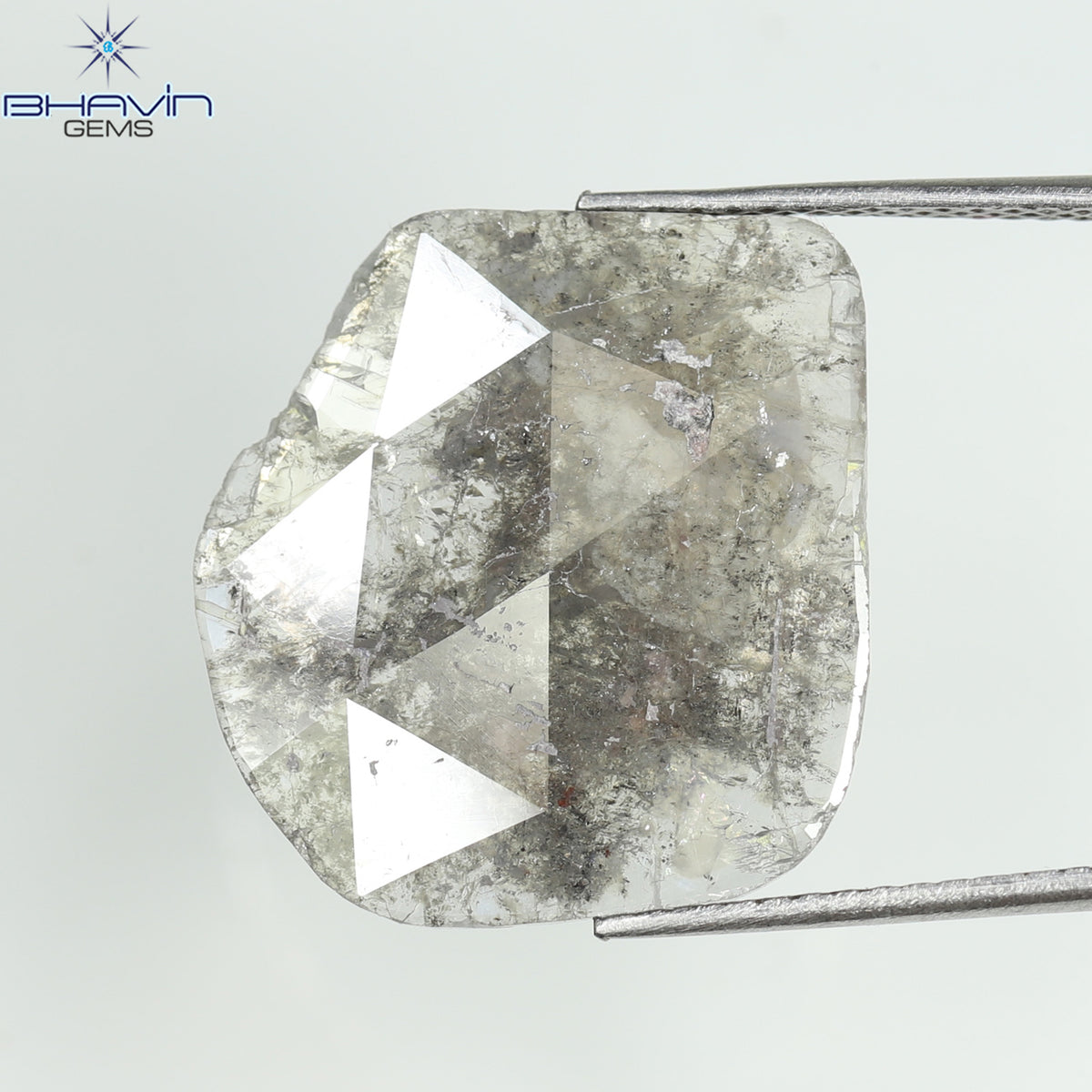 5.97 CT Natural Slice Diamond Salt And Pepper Color Clarity I3 (18.24 MM)