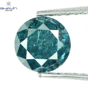 0.74 CT Natural Round Diamond Enhanced Blue Color Clarity I3 (5.76 MM)