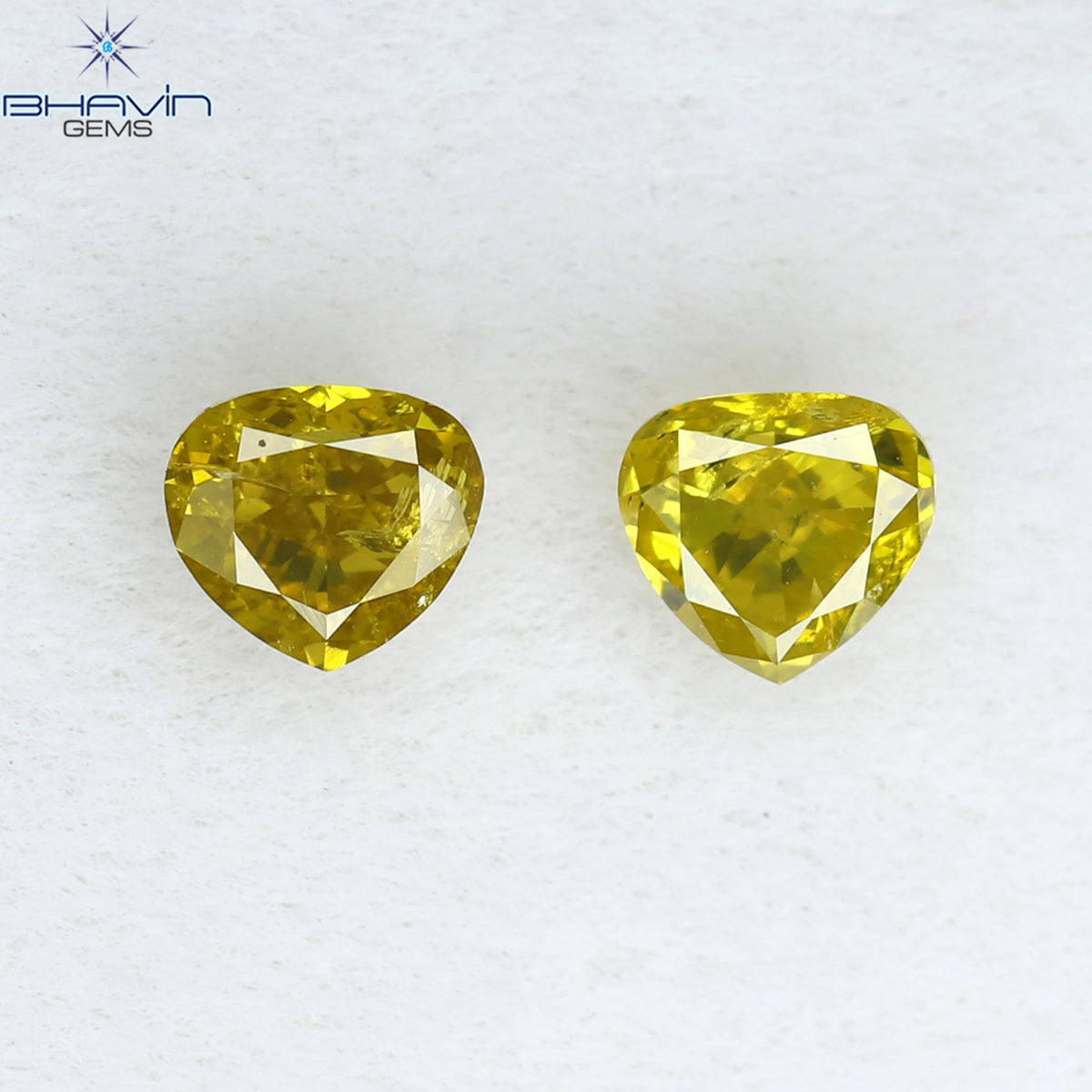 0.40 CT/2 ピース ハートシェイプ ナチュラル ルース ダイヤモンド イエロー カラー SI2 クラリティ (3.70 MM)