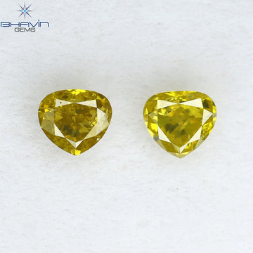 0.40 CT/2 ピース ハートシェイプ ナチュラル ルース ダイヤモンド イエロー カラー SI2 クラリティ (3.70 MM)