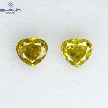0.40 CT/2 Pcs Heart Shape Natural Loose Diamond Yellow Color SI2 Clarity (3.70 MM)