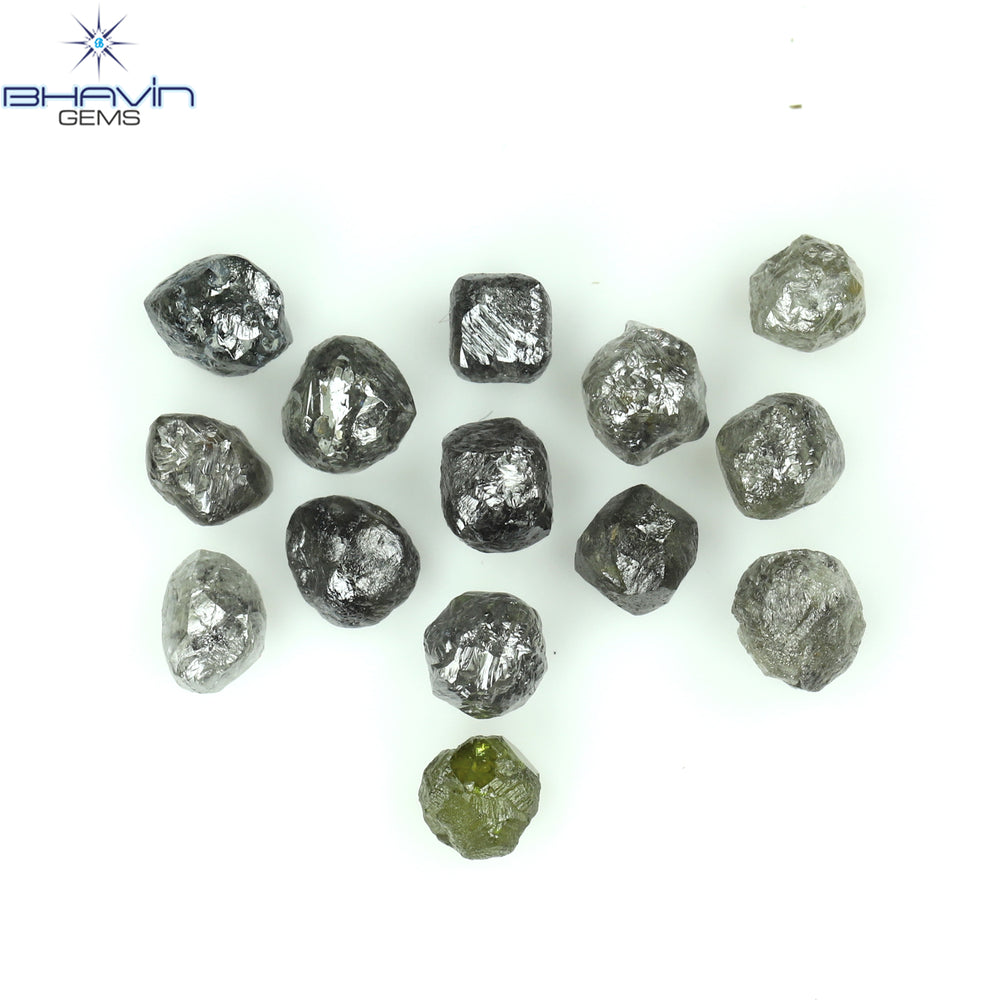 5.16 CT/14 PCS Rough Shape Salt And Pepper Color Natural Diamond I3 Clarity (4.09 MM)