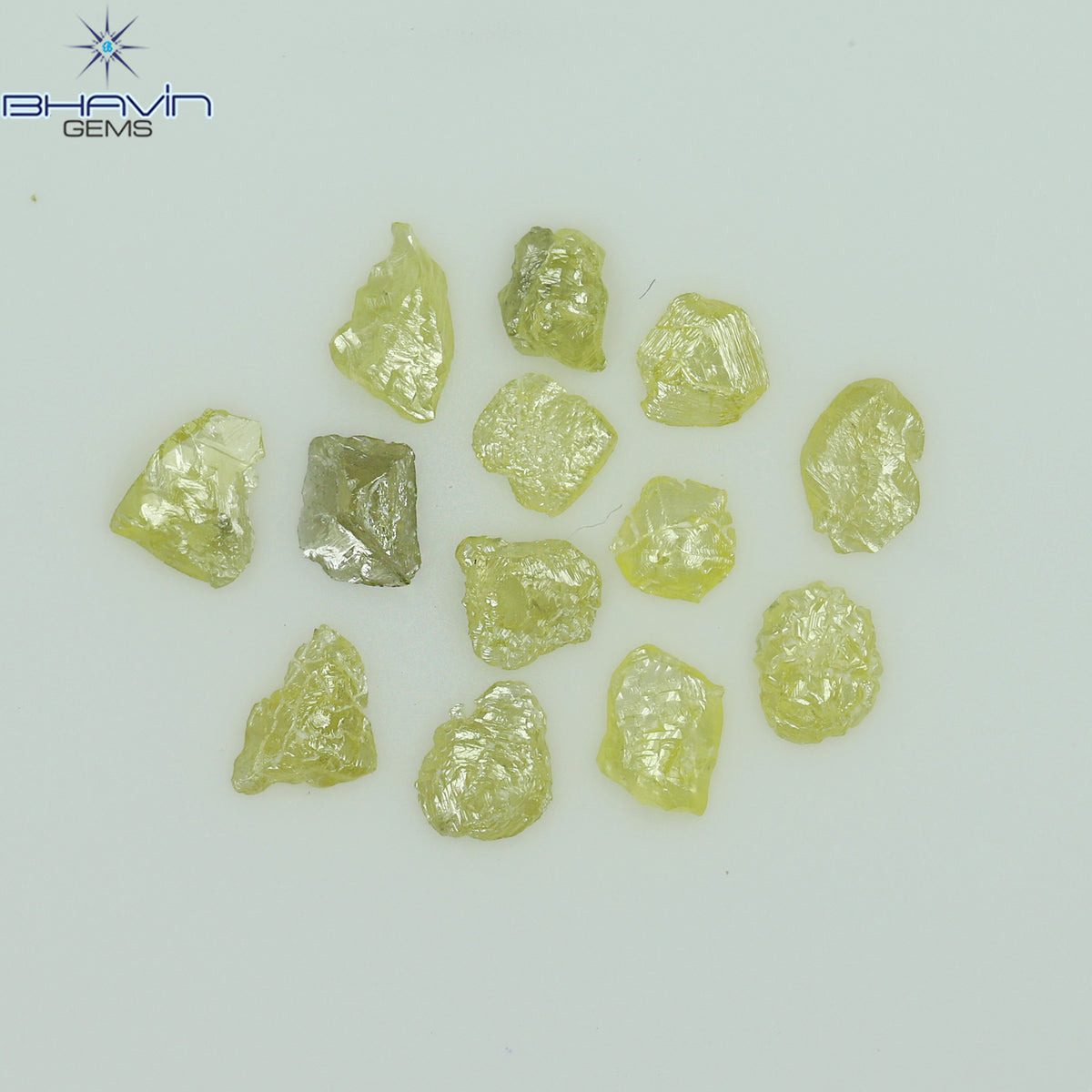 0.60 CT/13 ピース ラフシェイプ エンハンスト イエロー カラー ナチュラル ダイヤモンド I3 クラリティ (3.40 MM)