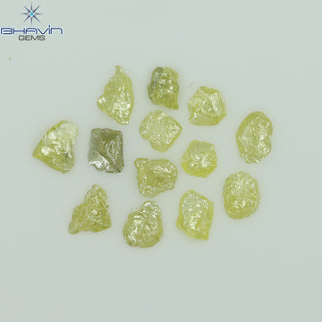 0.60 CT/13 ピース ラフシェイプ エンハンスト イエロー カラー ナチュラル ダイヤモンド I3 クラリティ (3.40 MM)