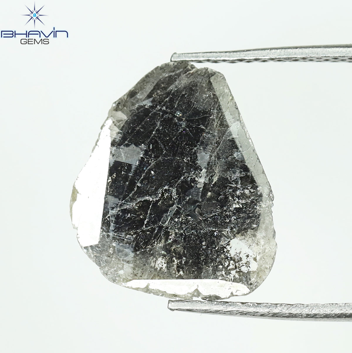 2.26 CT スライス シェイプ ナチュラル ダイヤモンド ソルト アンド ペッパー カラー I3 クラリティ (13.45 MM)