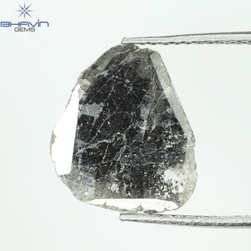 2.26 CT スライス シェイプ ナチュラル ダイヤモンド ソルト アンド ペッパー カラー I3 クラリティ (13.45 MM)
