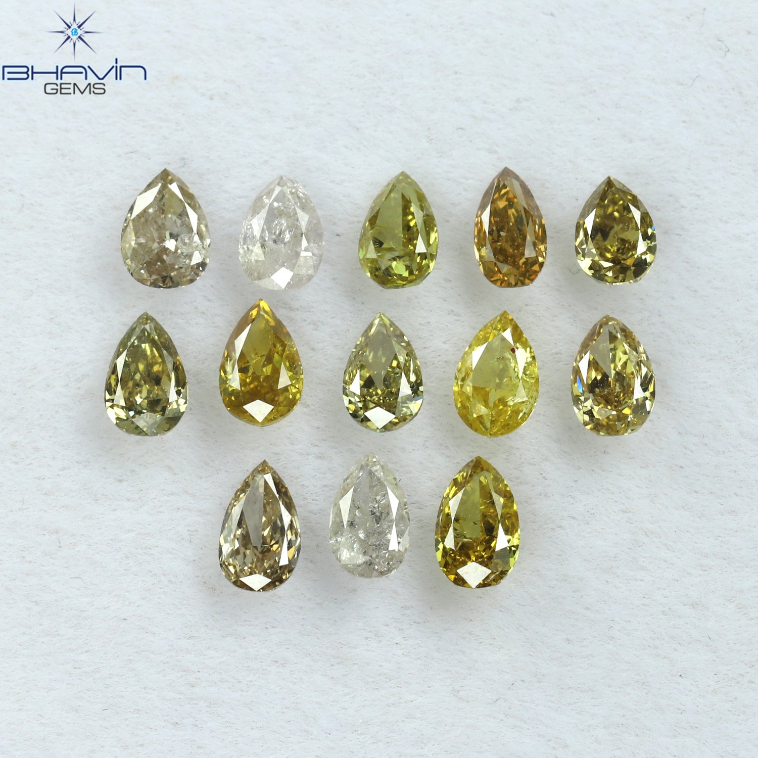 1.39 CT/13 Pcs Pear Shape Natural Diamond Mix Color SI Clarity (4.20 MM)