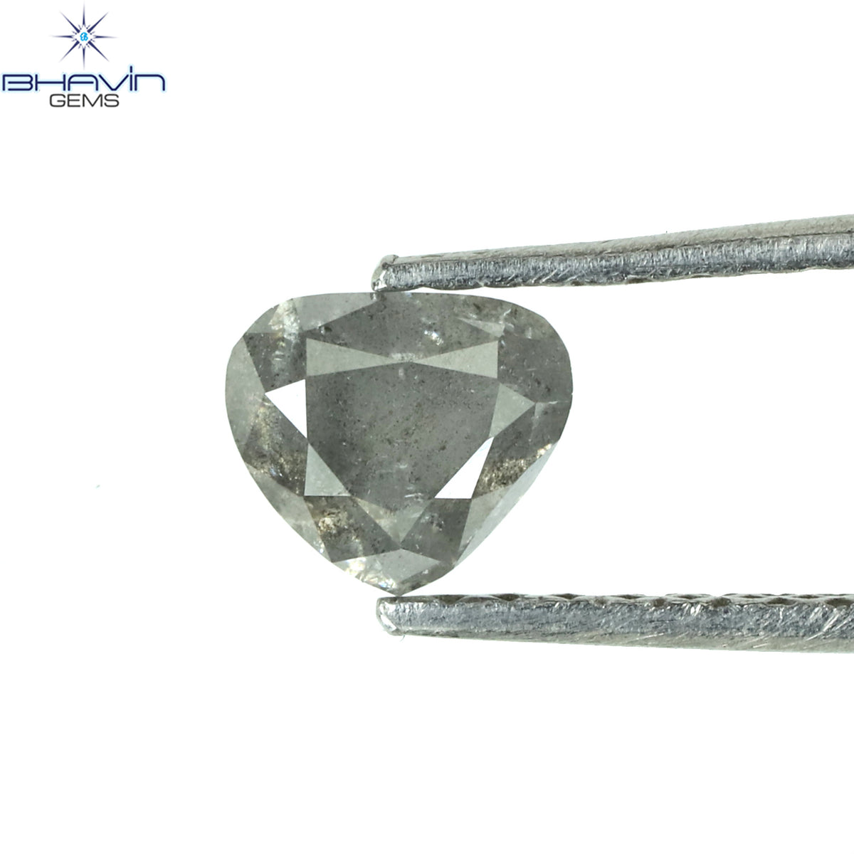 0.60 CT Natural Heart Diamond Salt and Pepper Color Clarity I3 (5.17 MM)