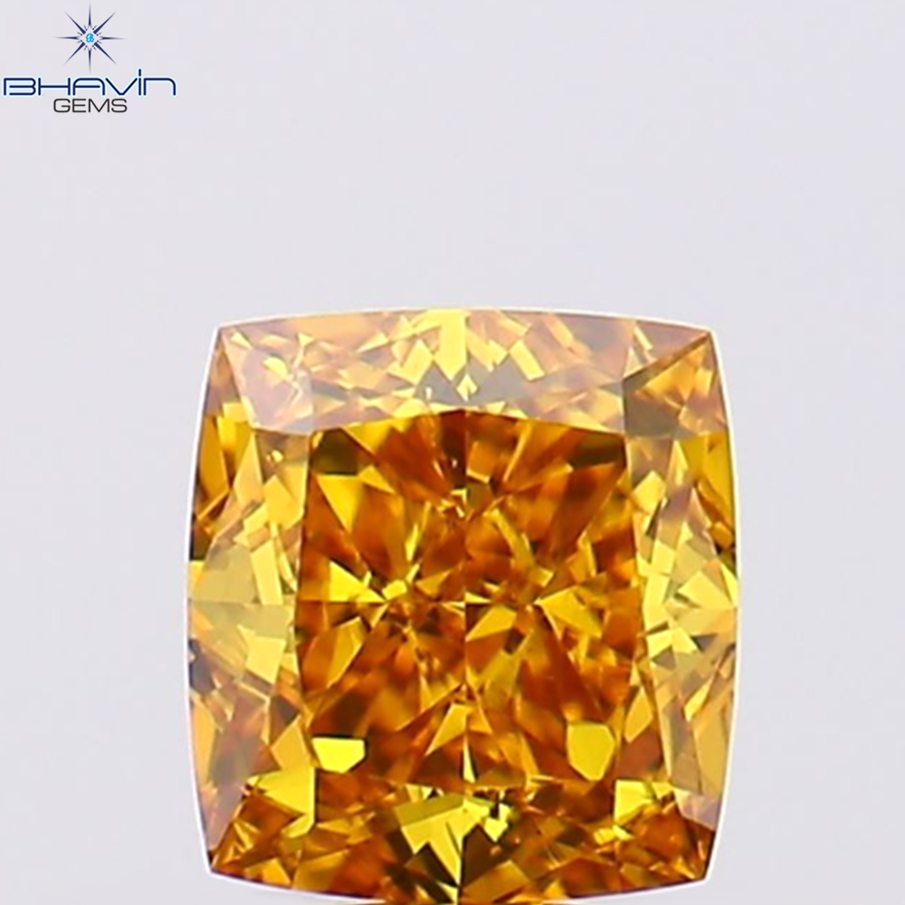 0.35 CT Cushion Shape Natural Diamond Orange Color VS1 Clarity (4.08 MM)