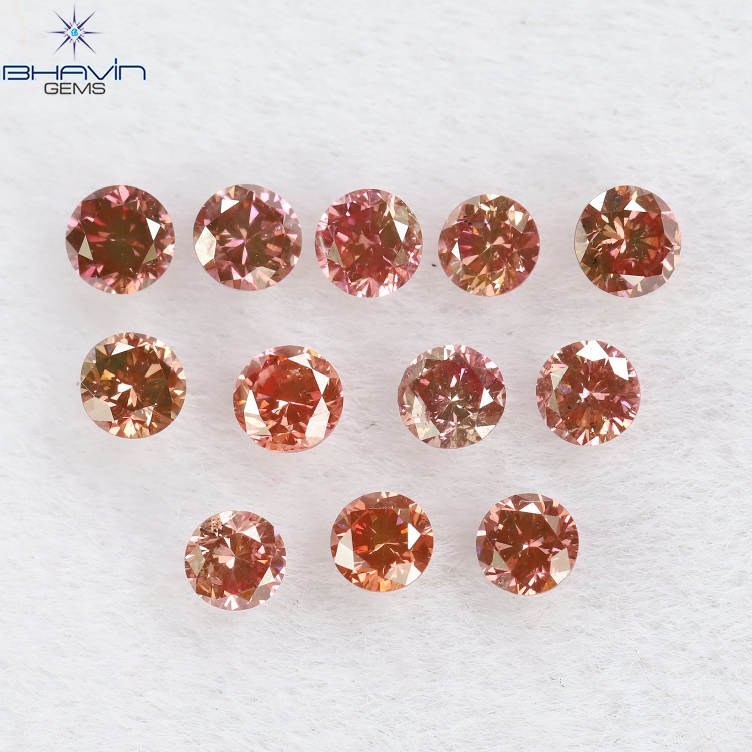 0.40 CT/12 Pcs Round Shape Natural Loose Diamond Pink Color SI Clarity (2.15 MM)