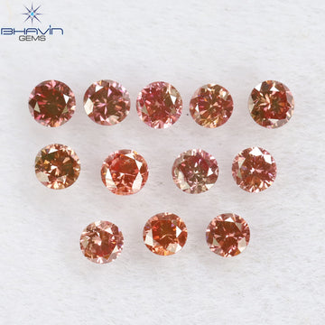 0.40 CT/12 個 ラウンド シェイプ ナチュラル ルース ダイヤモンド ピンク カラー SI クラリティ (2.15 MM)