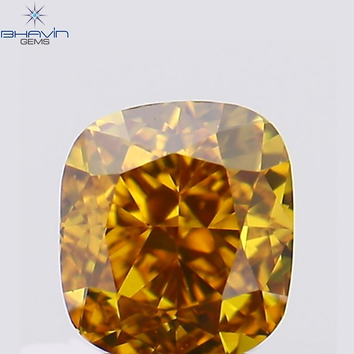 0.19 CT Natural Cushion Diamond Enhanced Orange Yellow Color Clarity VS1 (3.20 MM)