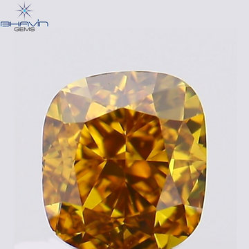 0.19 CT Natural Cushion Diamond Enhanced Orange Yellow Color Clarity VS1 (3.20 MM)