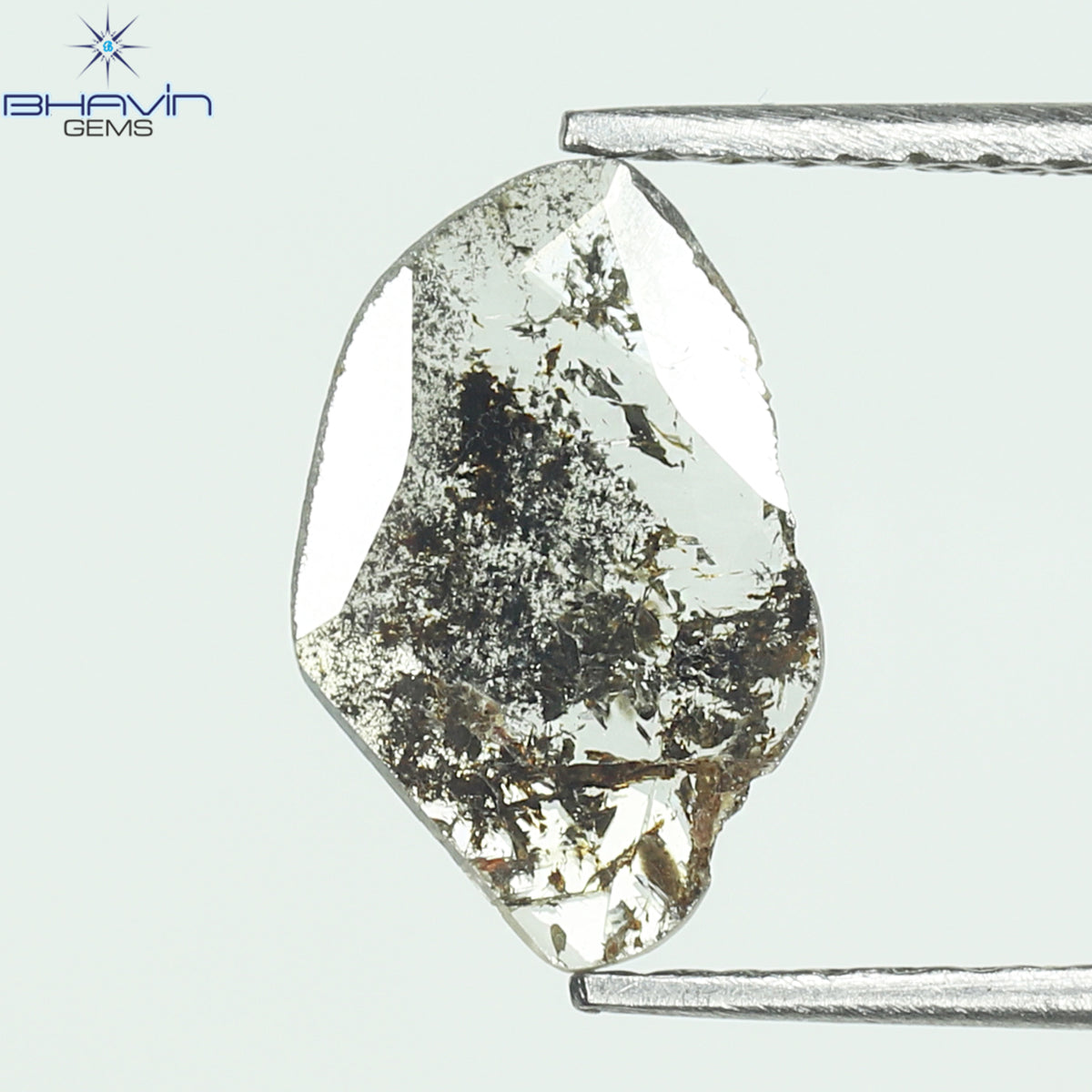 0.45 CT スライス シェイプ 天然ダイヤモンド ソルト アンド ペッパー カラー I3 クラリティ (0.45 MM)