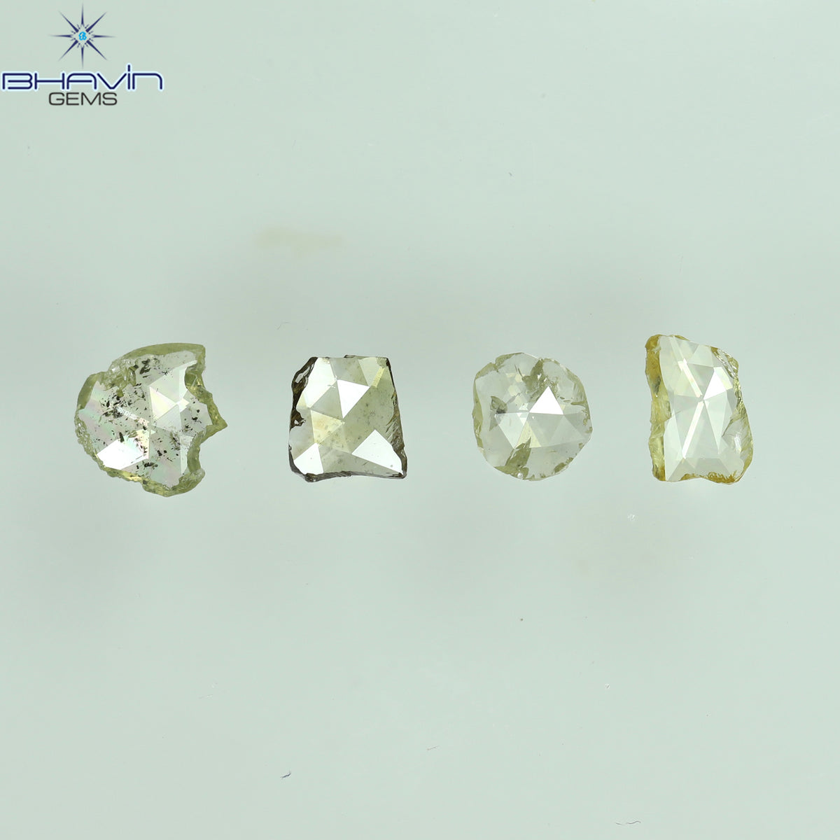 0.51 CT/4 ピース ローズカット ポルキ シェイプ ナチュラル ダイヤモンド ファンシー カラー I2 クラリティ (4.76 MM)