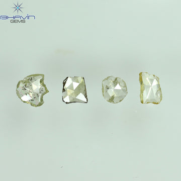0.51 CT/4 ピース ローズカット ポルキ シェイプ ナチュラル ダイヤモンド ファンシー カラー I2 クラリティ (4.76 MM)