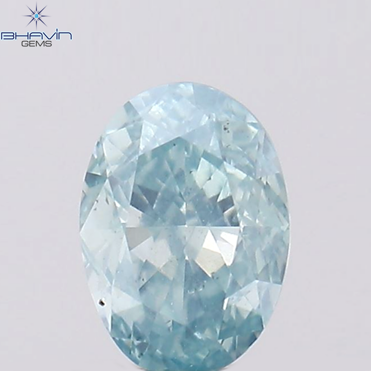 0.37 CT オーバル シェイプ ナチュラル ダイヤモンド グリーンがかったブルー カラー SI1 クラリティ (5.36 MM)