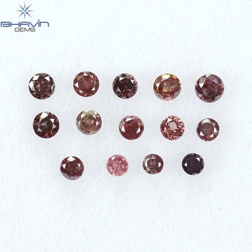 0.20 CT/14 個 ラウンド シェイプ ナチュラル ルース ダイヤモンド ピンク カラー I1 クラリティ (1.50 MM)
