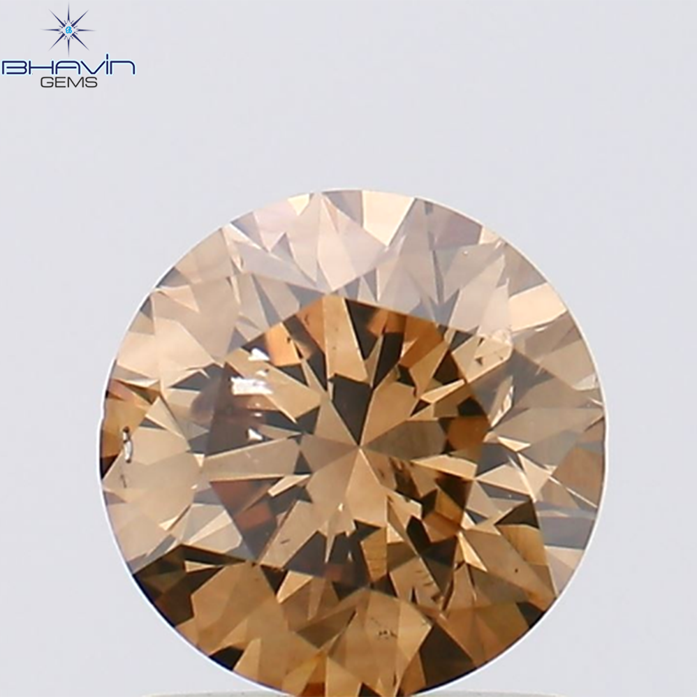 1.02 CT Round Shape Natural Diamond Brown Color SI Clarity (6.35 MM)