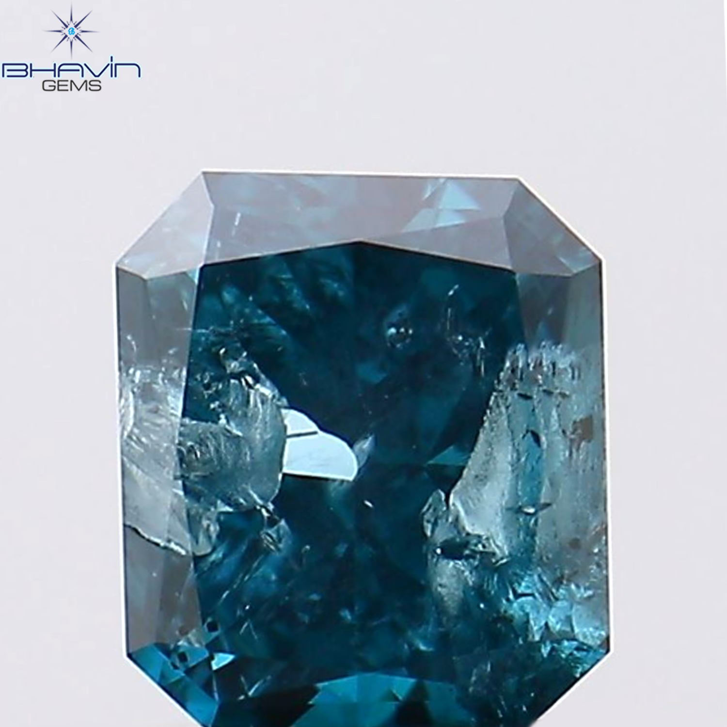 0.42 CT Radiant Shape Natural Diamond Blue Color I2 Clarity (4.50 MM)