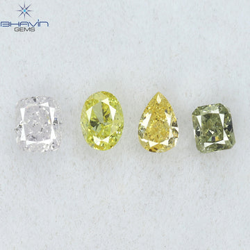 0.77 CT/4 Pcs Natural Mix Diamond Mix Fancy Color Clarity SI2 (4.20 MM)